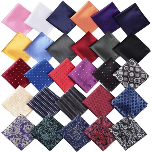 28 Pack Pocket Squares for Men Men's Handkerchief Mens Pocket Squares Set - Picture 2 of 7